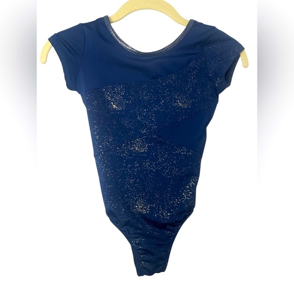 Future Star by Capezio Navy Blue Leotard with Gold Sparkle Size Small - Picture 1 of 4